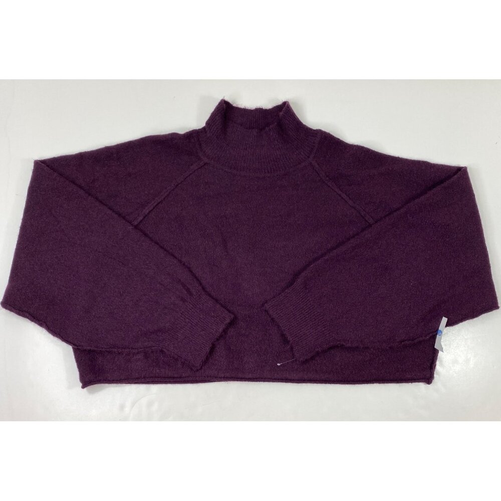Arizona Jean Co. Womens Purple Cropped Mock Neck Long Sleeve Sweater Size XXL